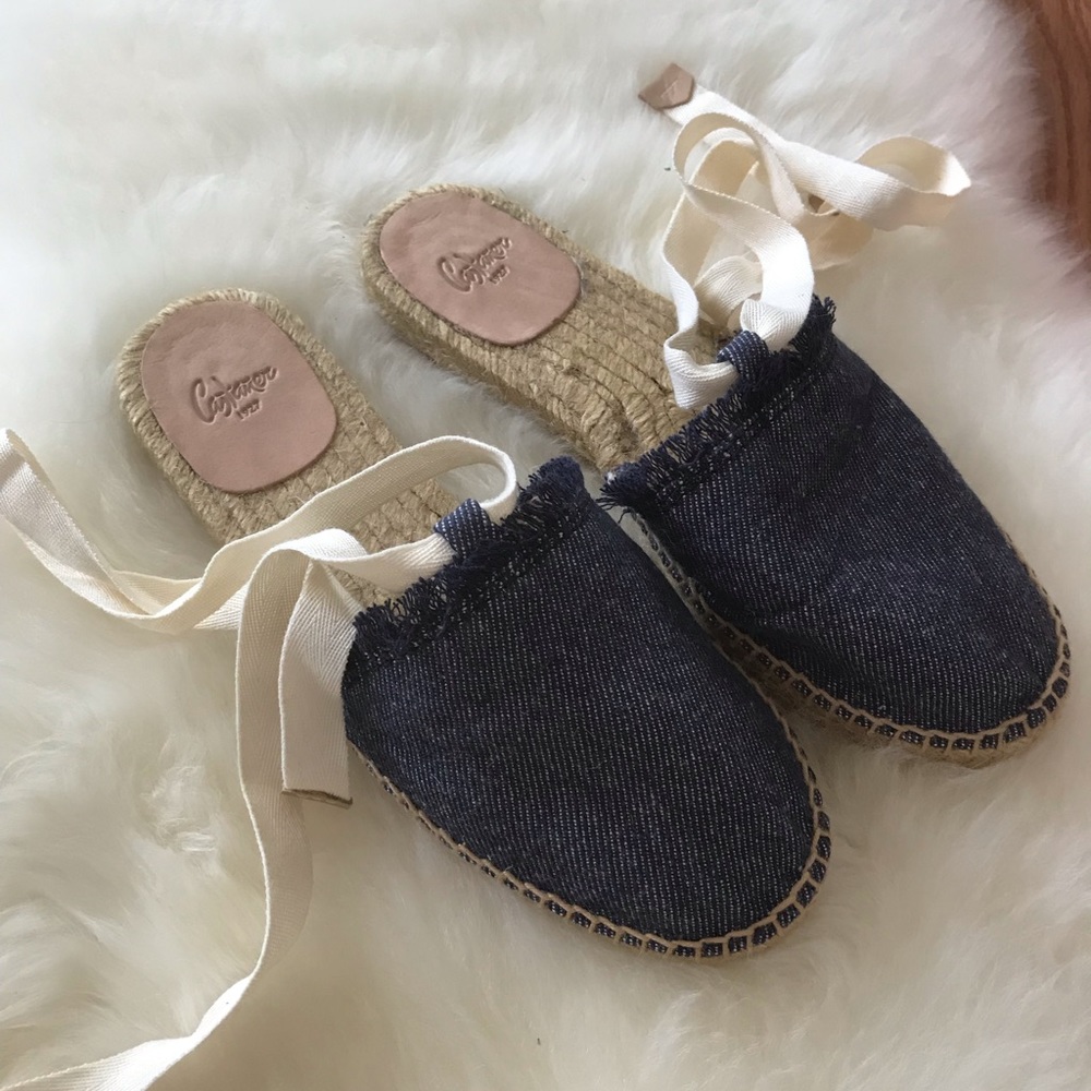 New Castañer Kayla denim espadrille ankle ties - Picture 3 of 4